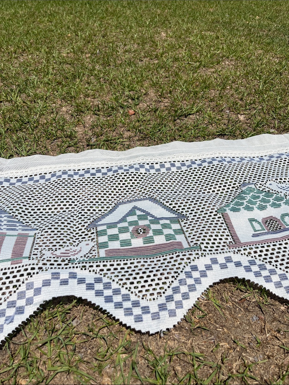 Scalloped Valance in Pastel Green, Blue and Pink and White each are 60 in  (4)